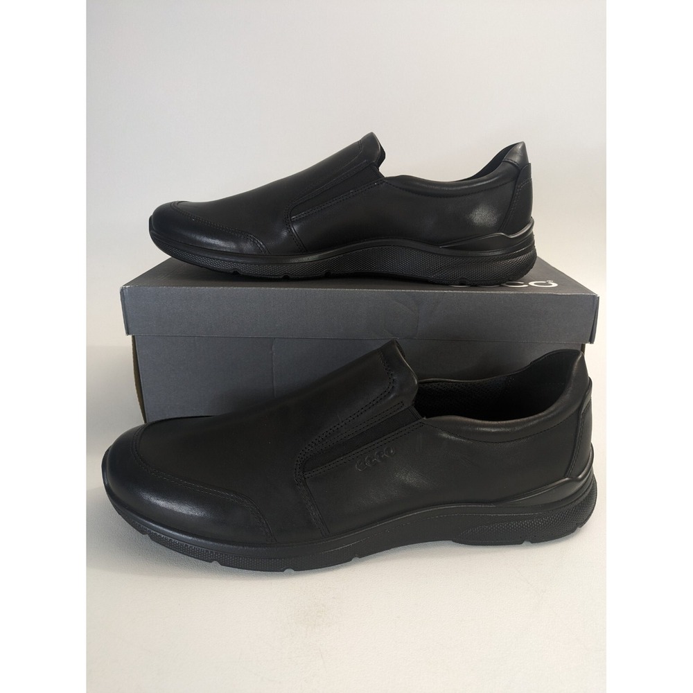 ECCO Men's Black Leather Slip-On Comfort Loafers Shoes, Black, 14.5